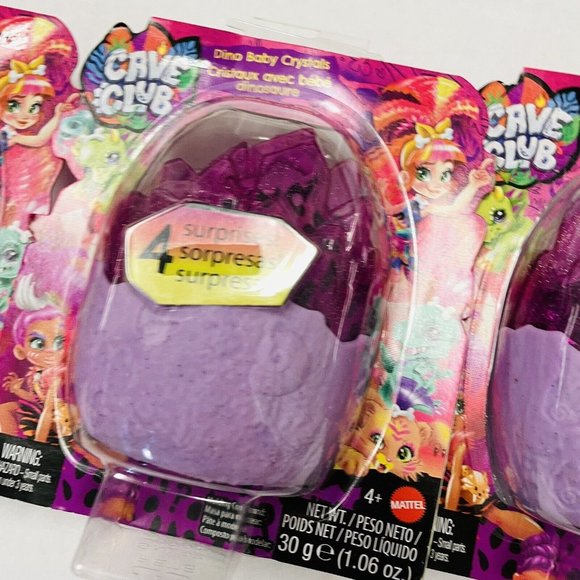 CAVE CLUB DOLLS Pink Dino Baby Crystals Surpise Pet Mattel Set Of 3 - Picture 3 of 9